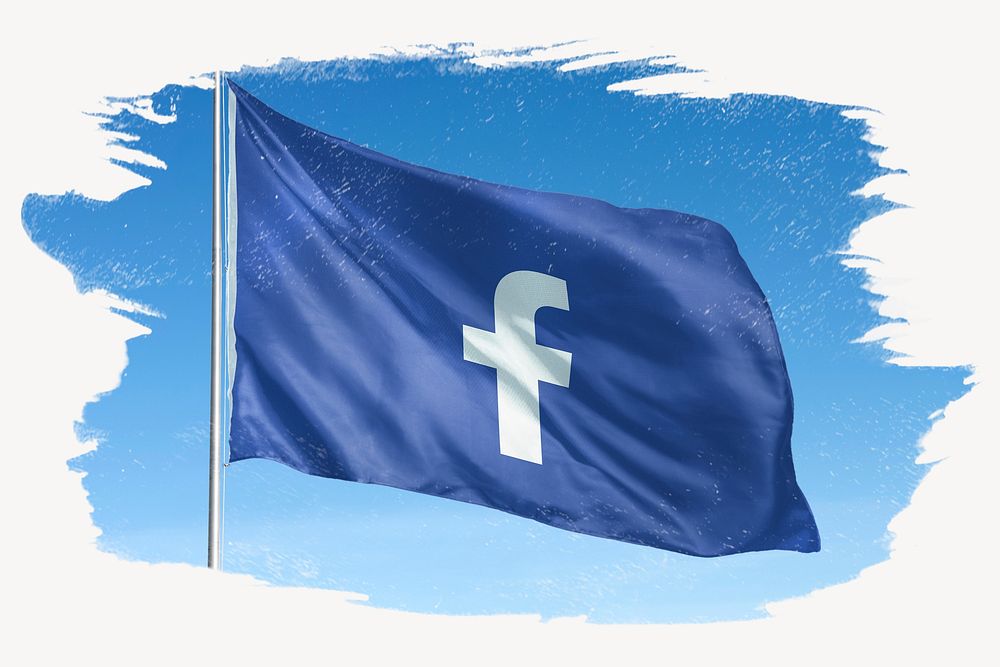 Facebook icon flag, brush stroke, social media. 25 MAY 2022 - BANGKOK, THAILAND