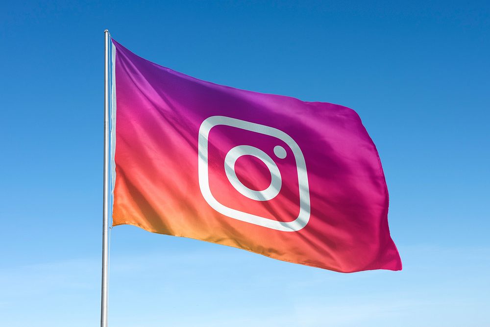 Instagram icon flag, social media. 25 MAY 2022 - BANGKOK, THAILAND