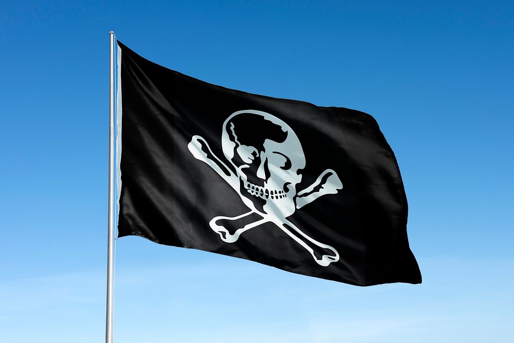 Waving Pirate skull flag graphic
