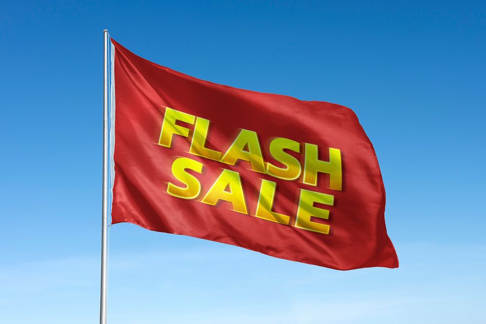 Waving flash sale flag graphic