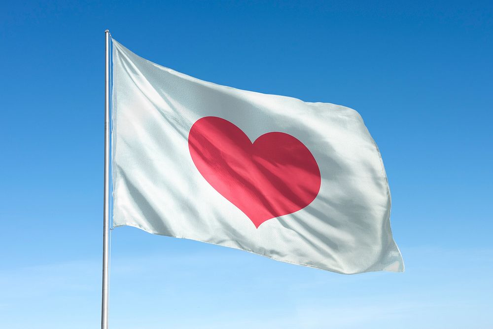 Waving heart flag graphic, blue | Free Photo - rawpixel