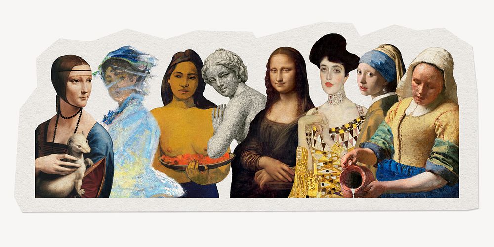 Women in famous artworks collage element, muses of great masterpiece paintings, remix by rawpixel
