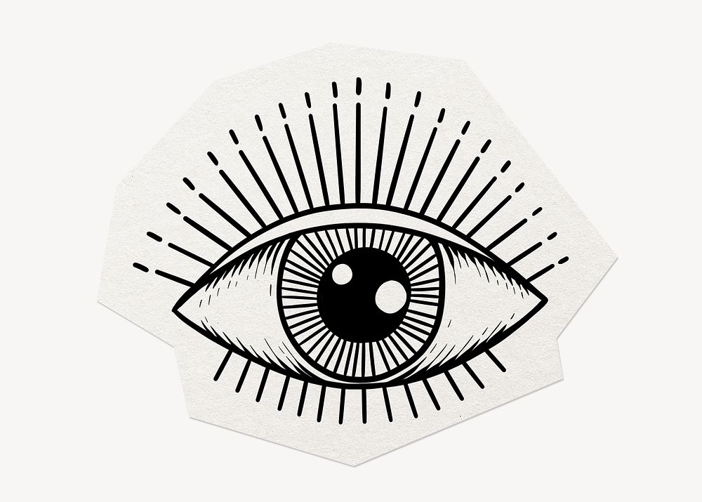 Evil eye sticker collage element, paper craft clipart
