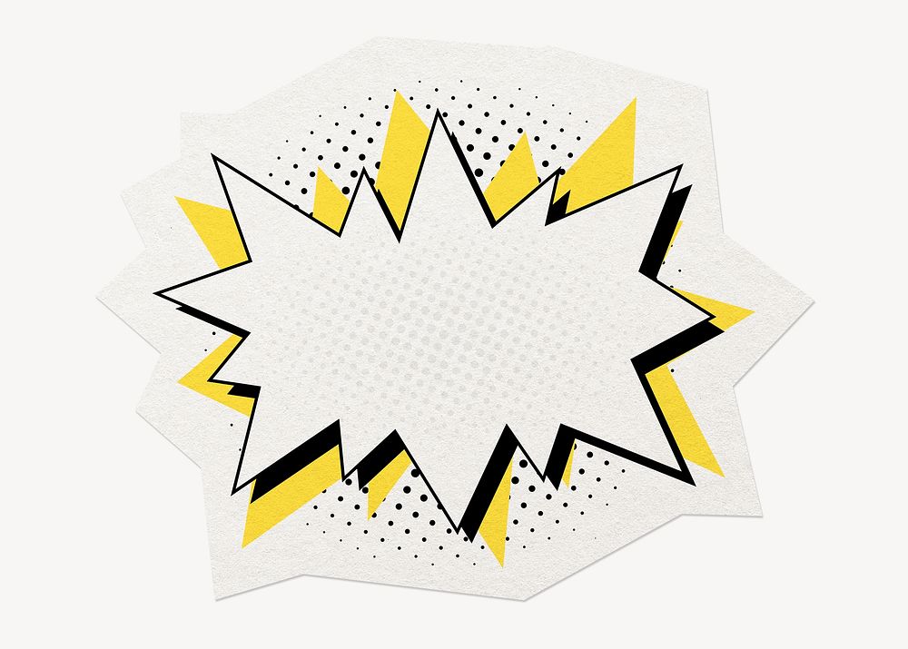 Comic speech bubble clipart sticker, paper craft collage element