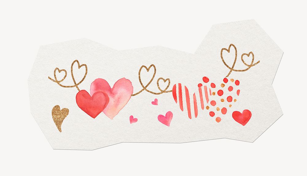 Heart decoration, love clipart sticker, paper craft collage element