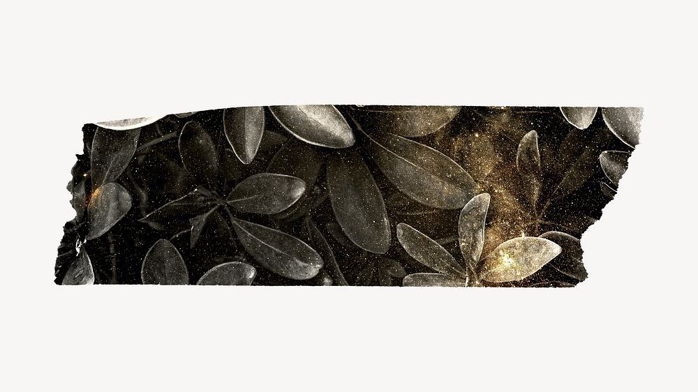 Black & gold leaves washi tape design on white background