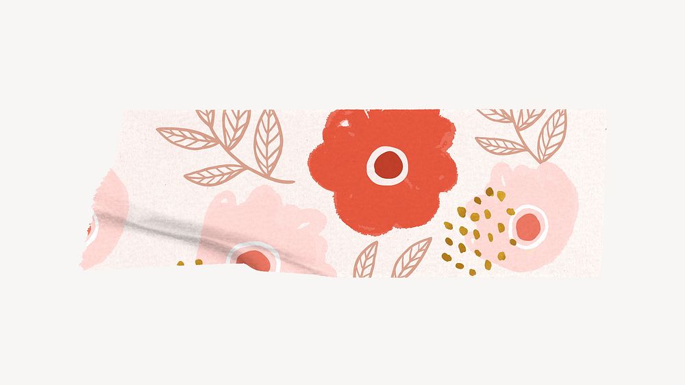 Cute floral washi tape design on white background