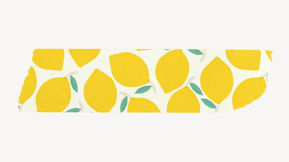 Lemon washi tape design on white background