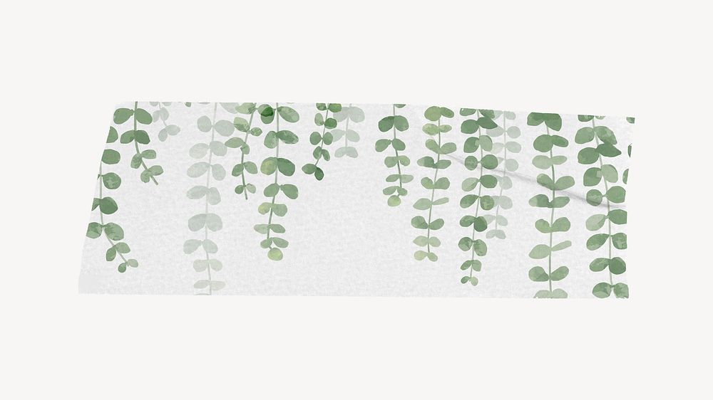 Leave pattern washi tape design on white background