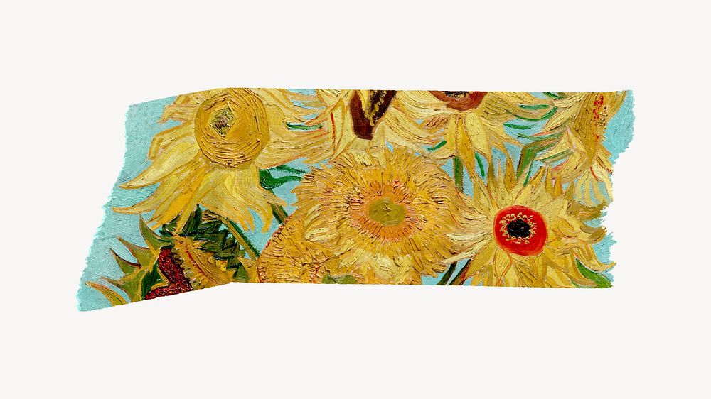 Vincent van Gogh's Sunflowers washi tape design on white background
