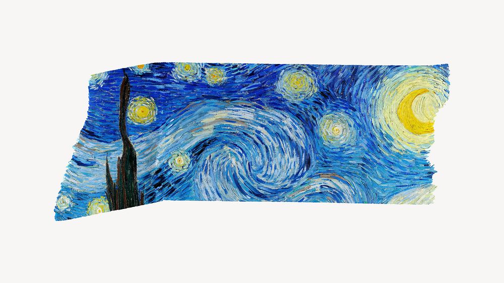 Vincent van Gogh's Starry Night washi tape design on white background