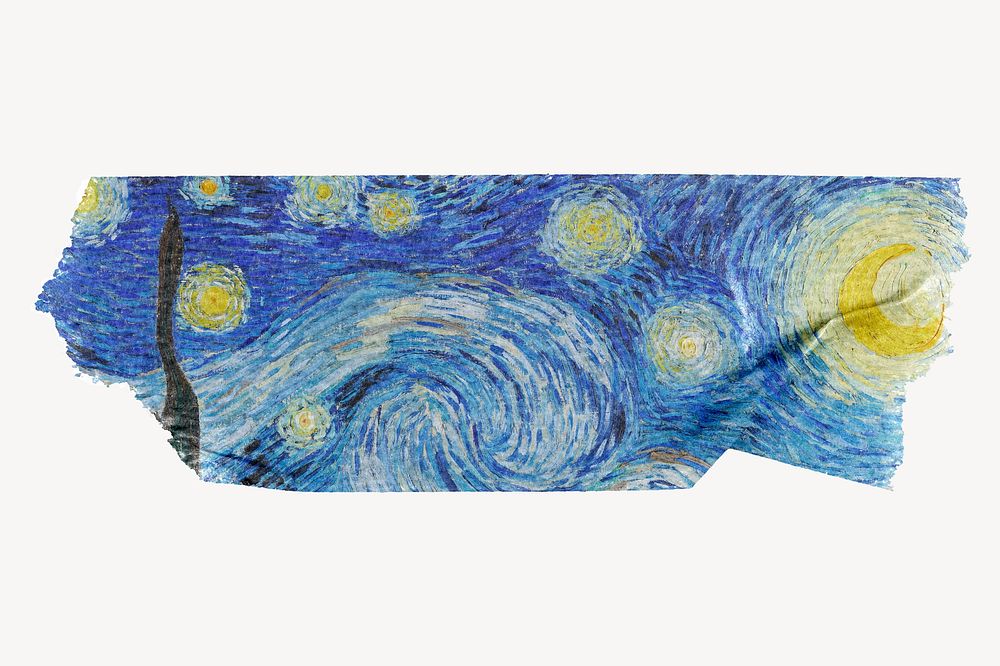 Vincent van Gogh's Starry Night washi tape design on white background