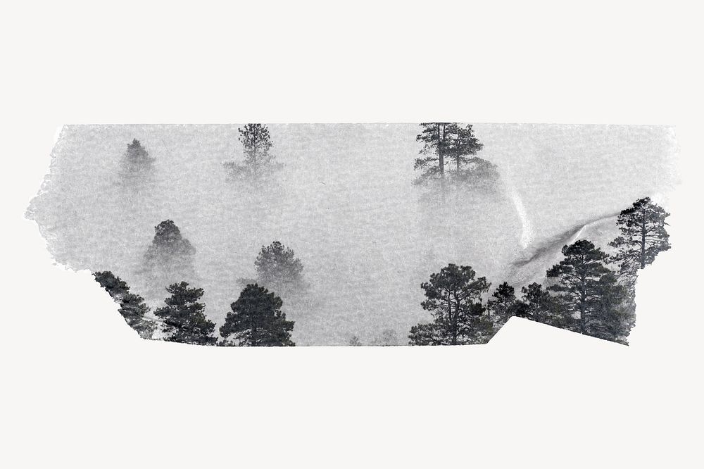 Misty forest washi tape design on white background