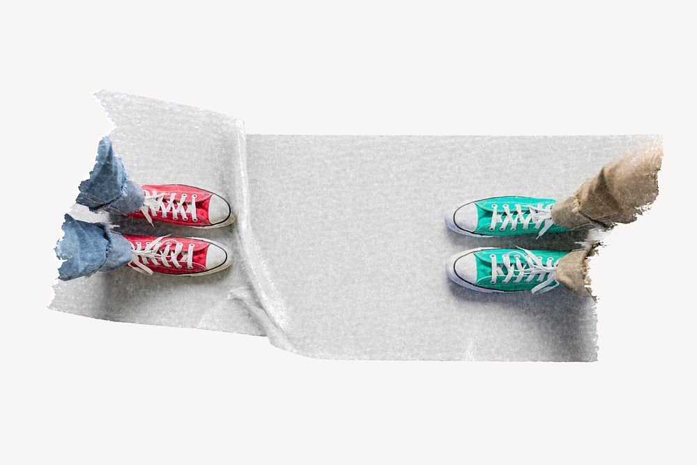 Social distancing washi tape design on white background