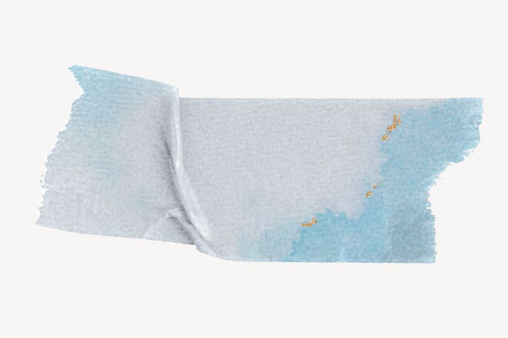 Blue watercolor washi tape design on white background