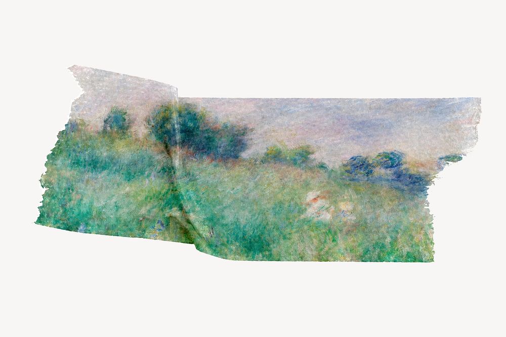 Landscape washi tape design on white background, Auguste Renoir's painting