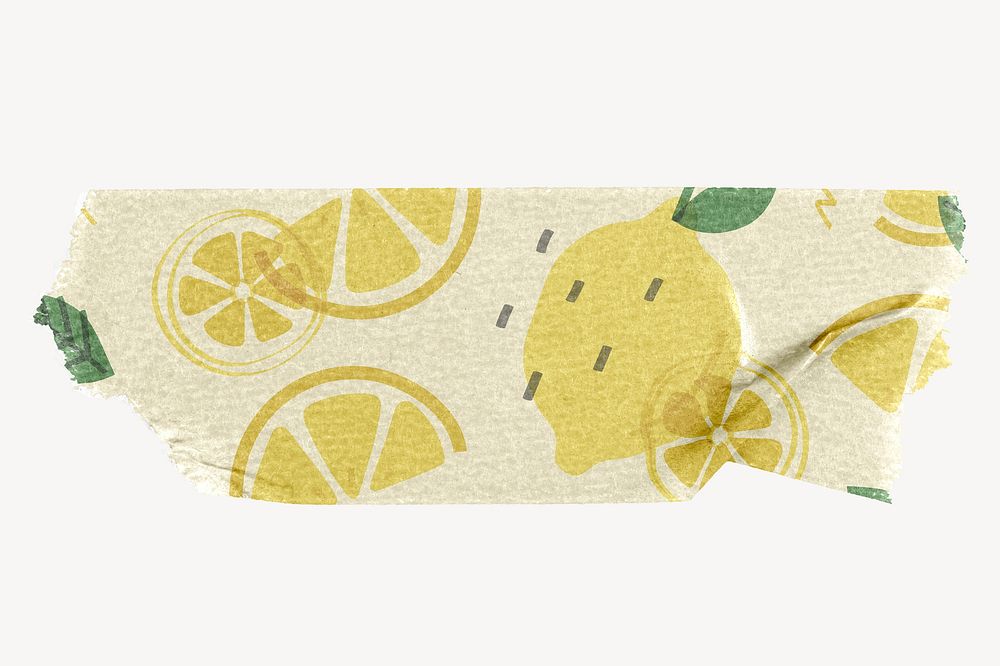 Lemon pattern washi tape design on white background