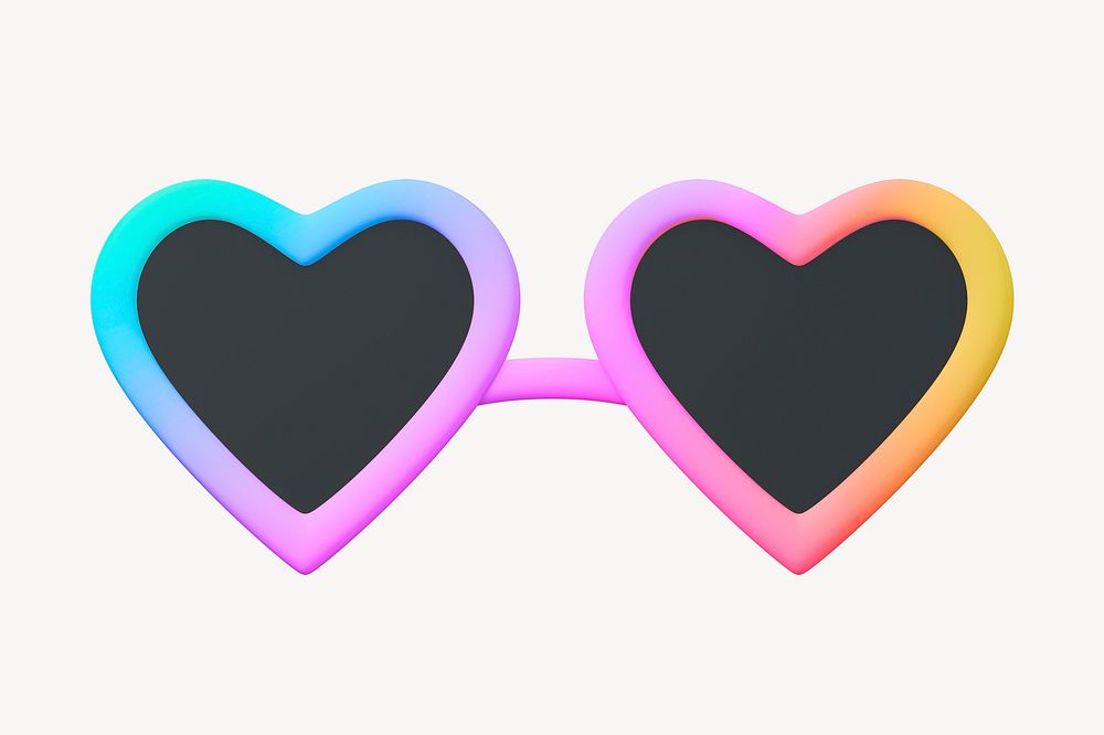 Heart sunglasses collage element, 3D summer design psd