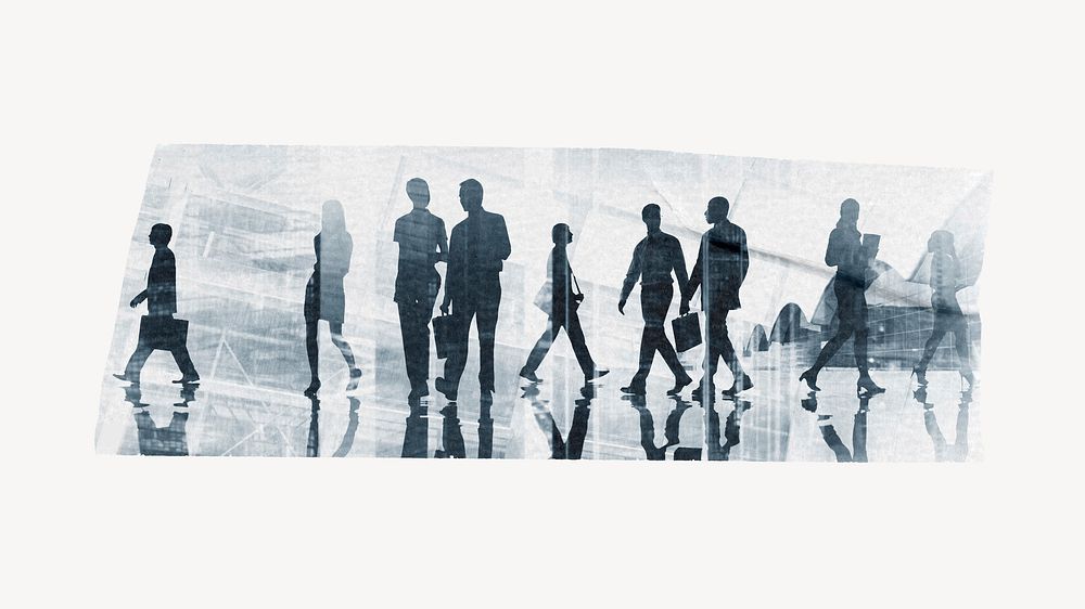 Business people silhouette tape on off white background