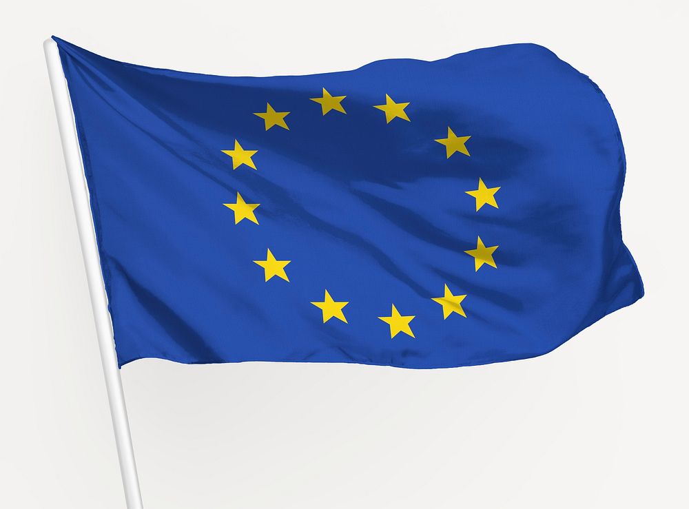 Waving European union flag, national symbol graphic