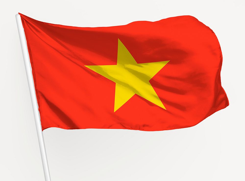 Waving Vietnamese flag, national symbol graphic