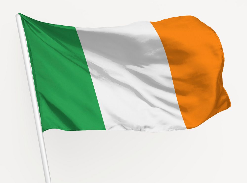 Waving Irish flag, national symbol graphic