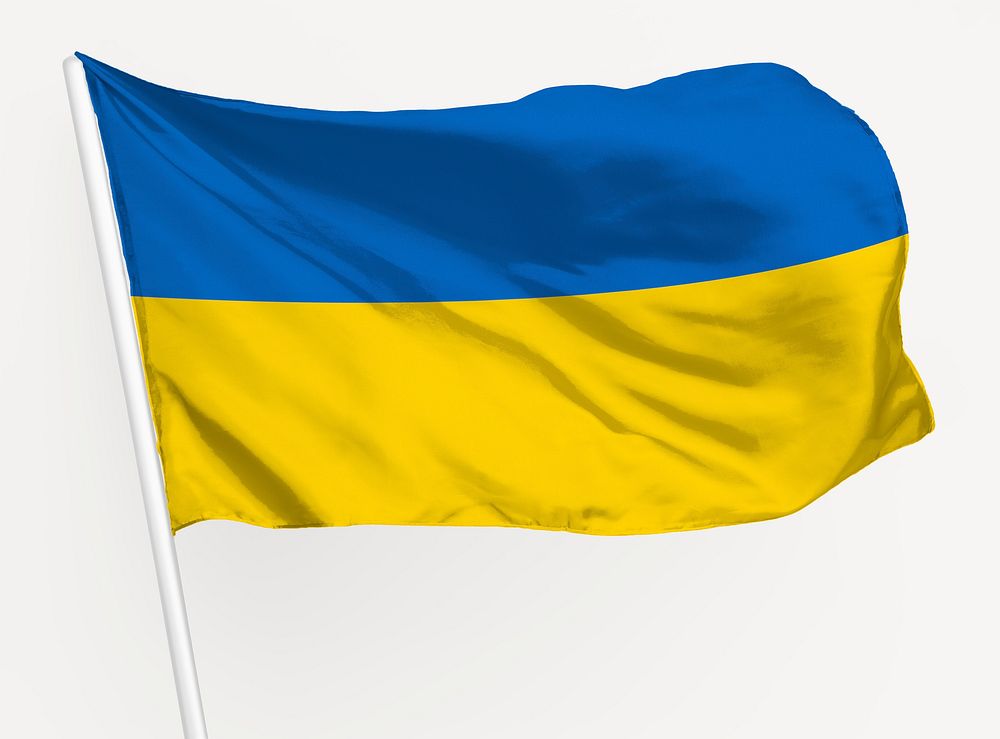 Waving Ukraine flag, national symbol graphic