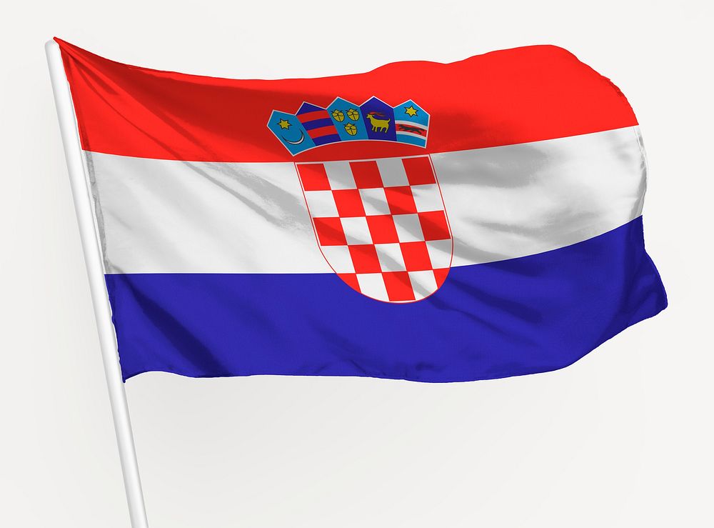 Waving Croatia flag, national symbol graphic