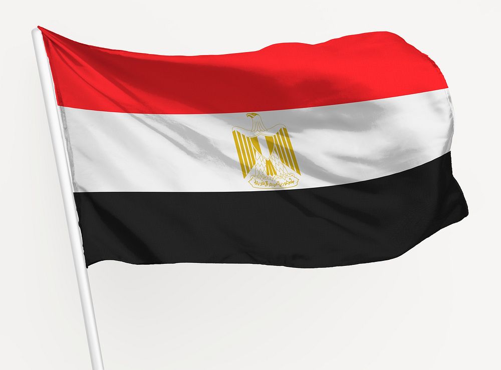 Waving Egyptian flag, national symbol graphic