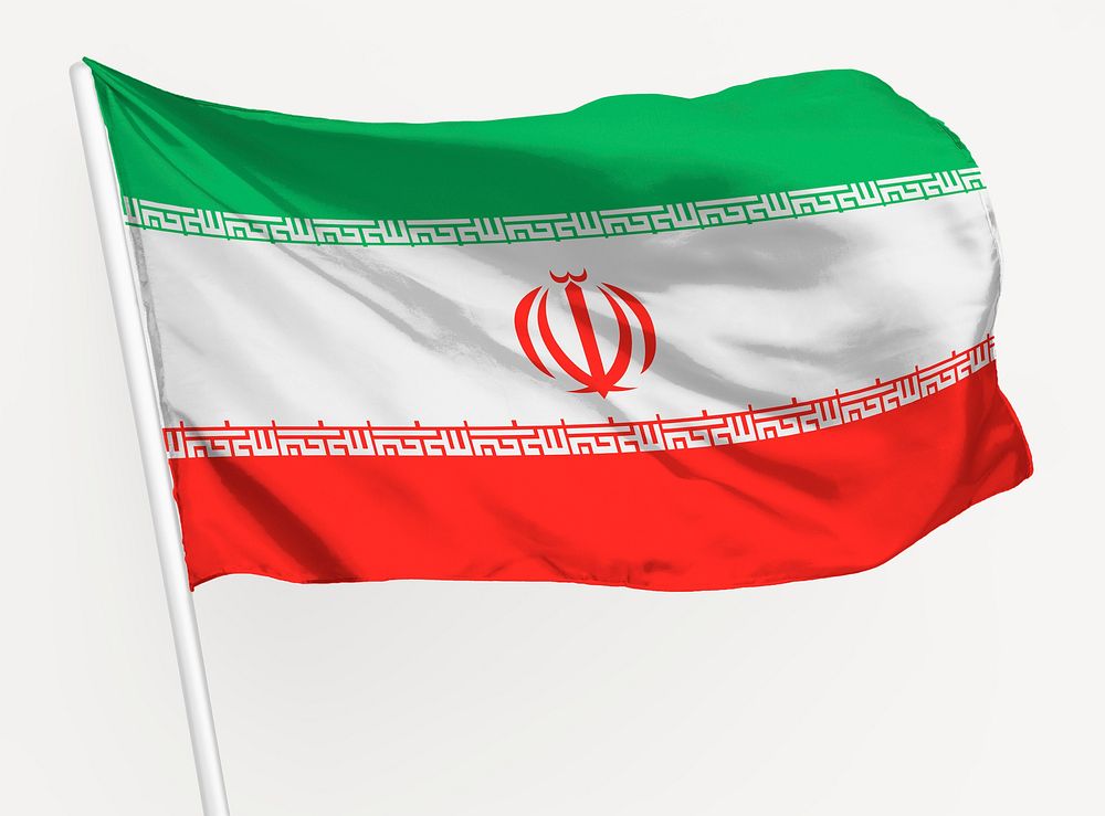 Waving Persian flag, national symbol graphic
