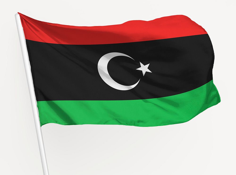 Waving Libya flag, national symbol graphic