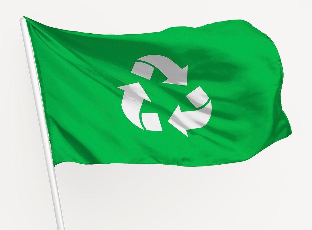 Waving green recycle flag graphic