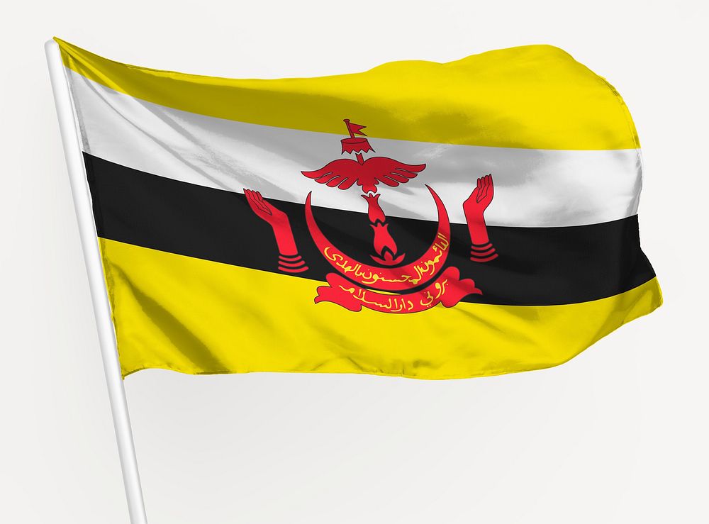 Waving Brunei flag, national symbol graphic