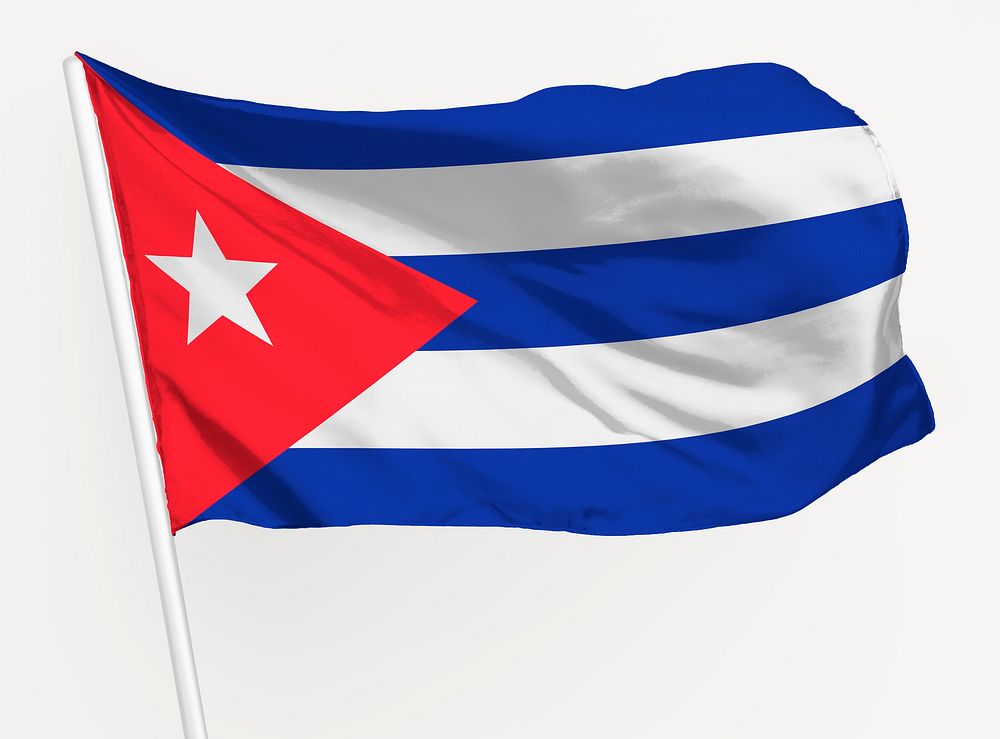 Waving Cuban flag, national symbol graphic