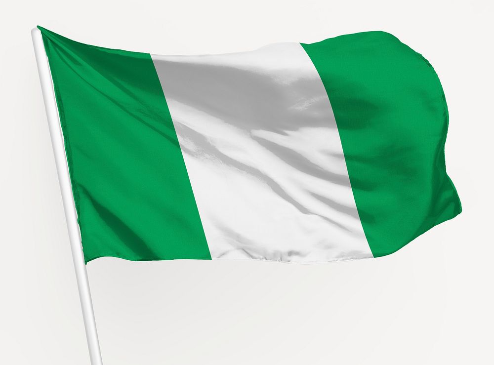 Waving Nigerian flag, national symbol graphic