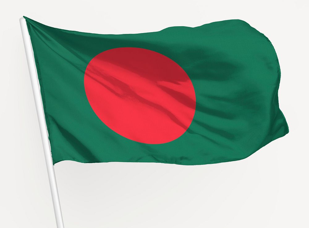 Waving Bangladeshi flag, national symbol graphic