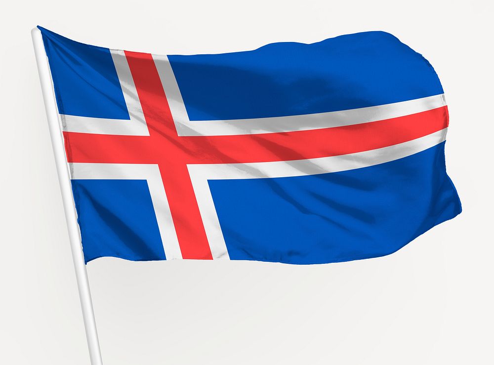 Waving Iceland flag, national symbol graphic
