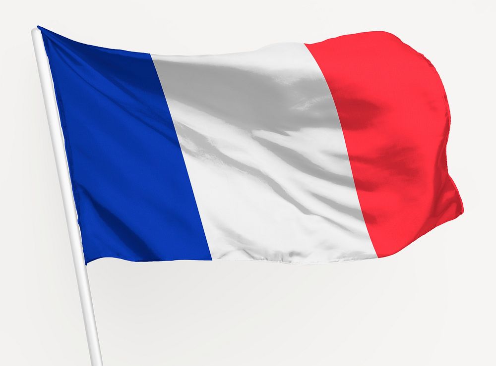 Waving French flag, national symbol graphic