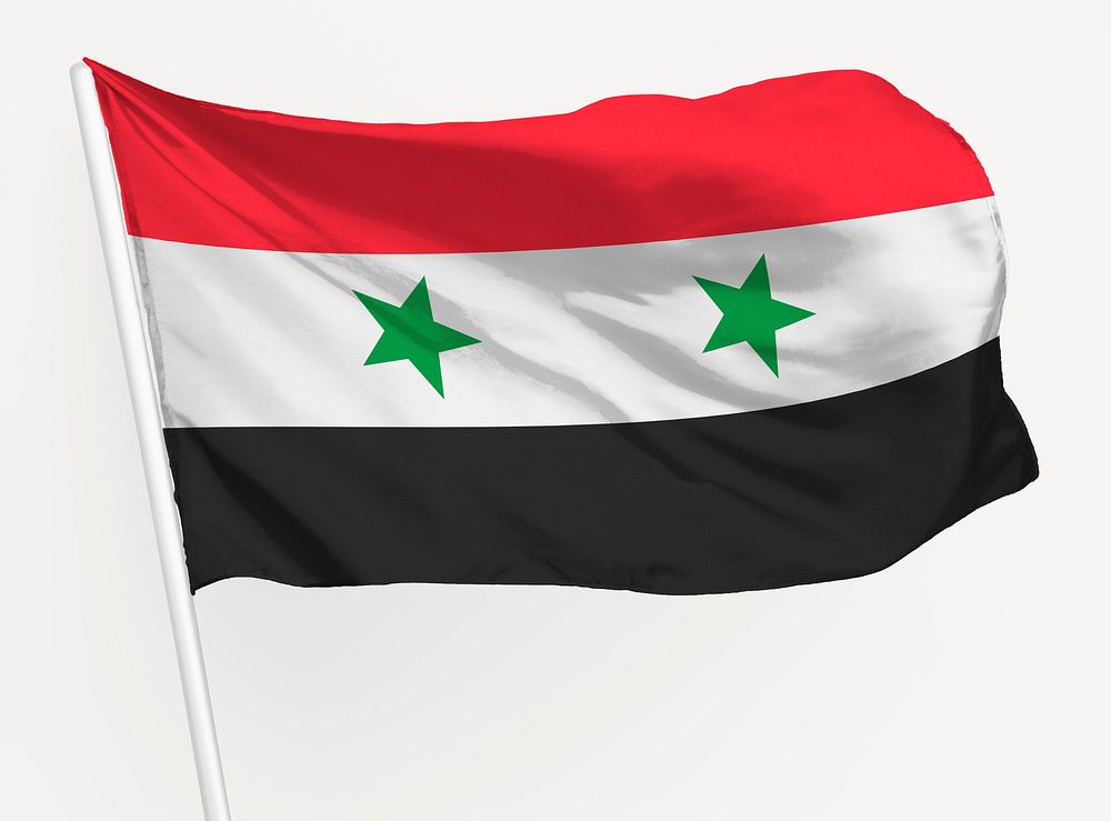Waving Syria flag, national symbol graphic
