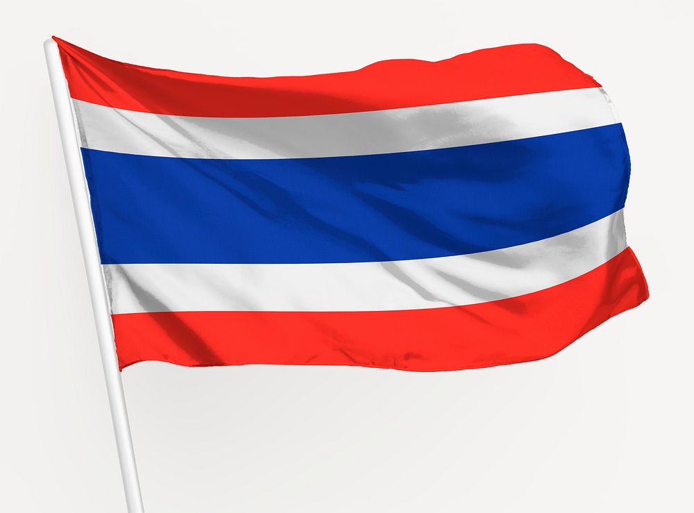Waving Thai flag, national symbol graphic