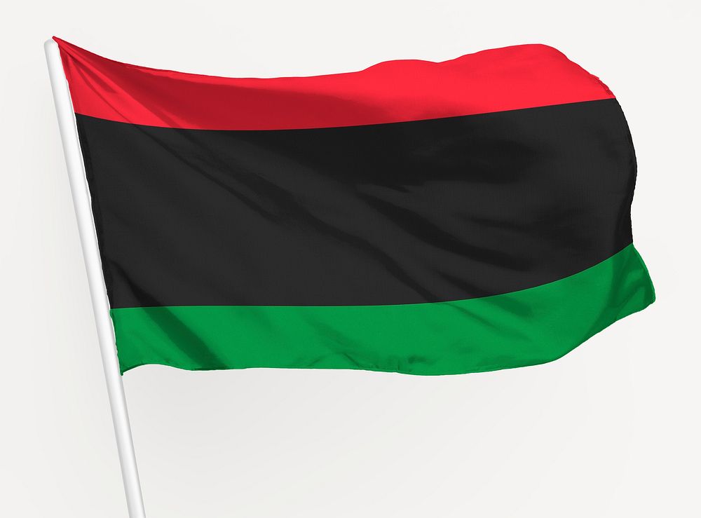 Waving Pan-African flag, national symbol graphic