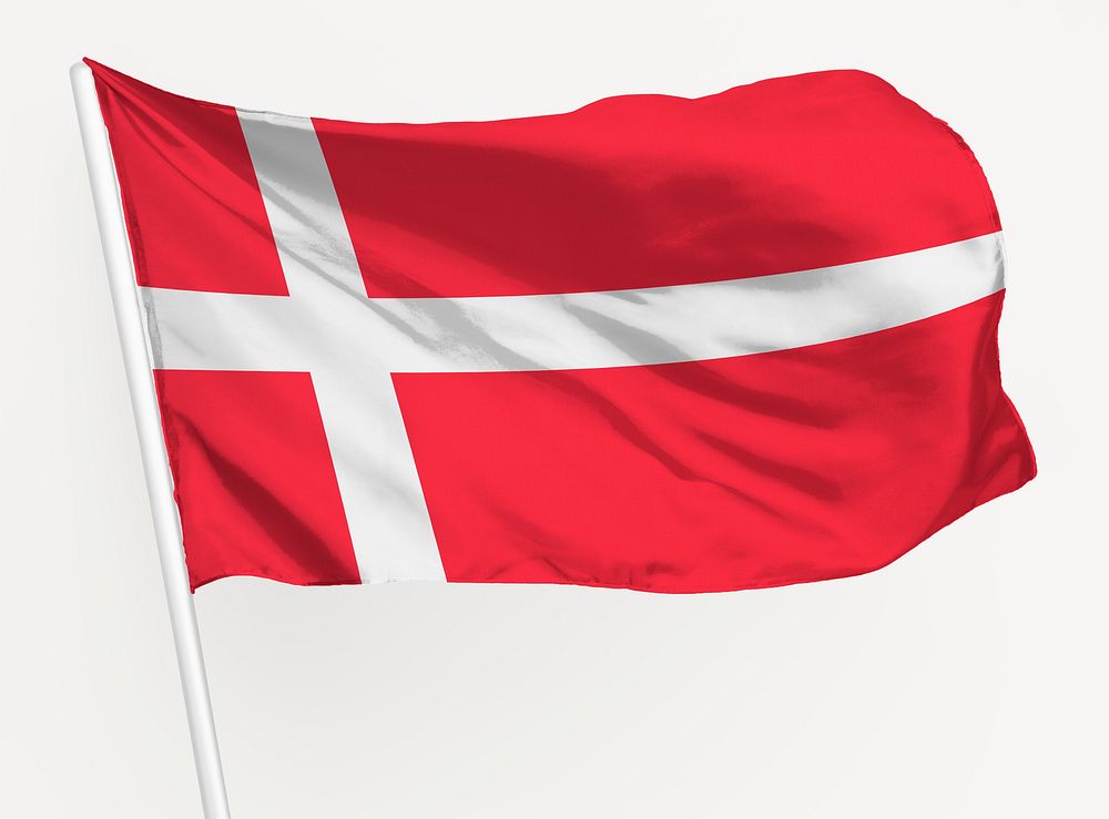 Waving Denmark flag, national symbol graphic