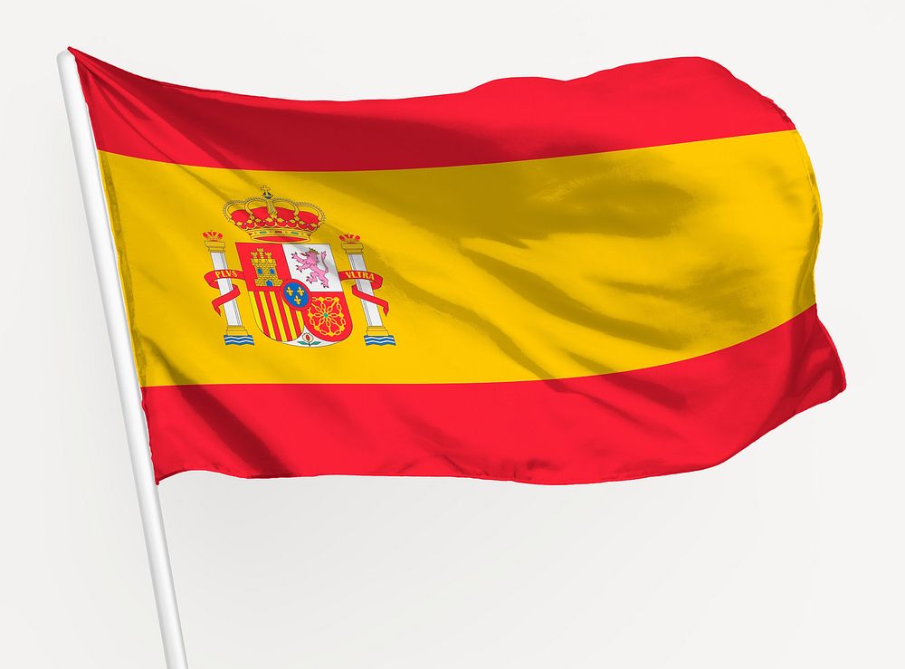 Waving Spanish flag, national symbol graphic