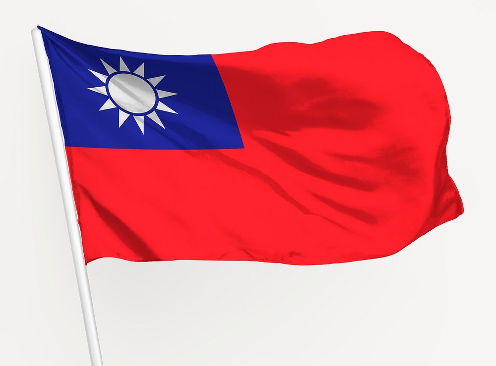 Waving Taiwanese flag, national symbol graphic