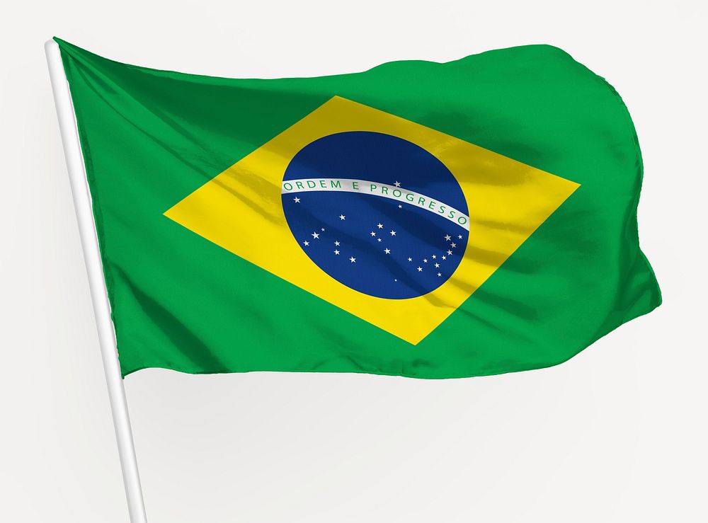 Waving Brazilian flag, national symbol graphic