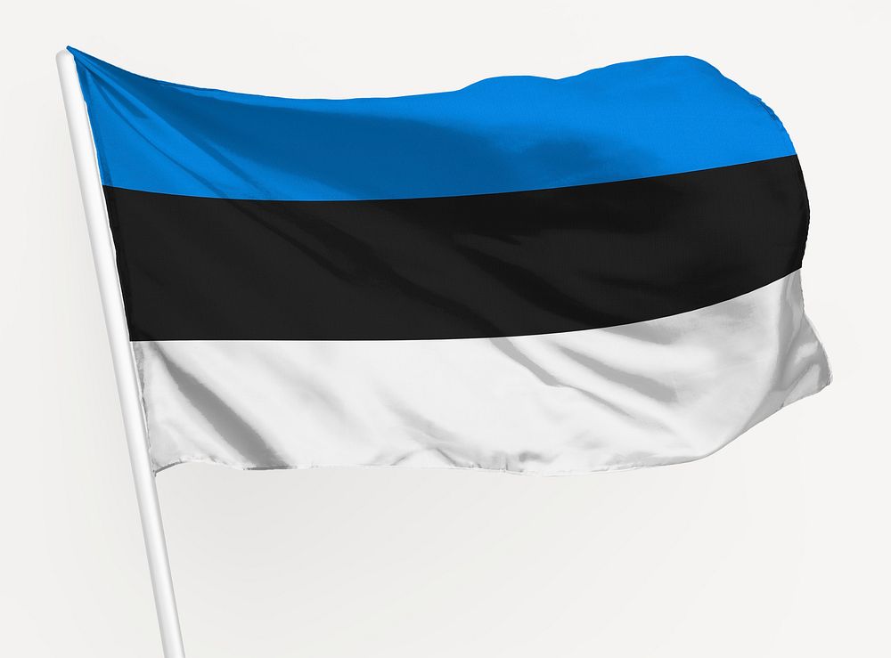Waving Estonia flag, national symbol graphic
