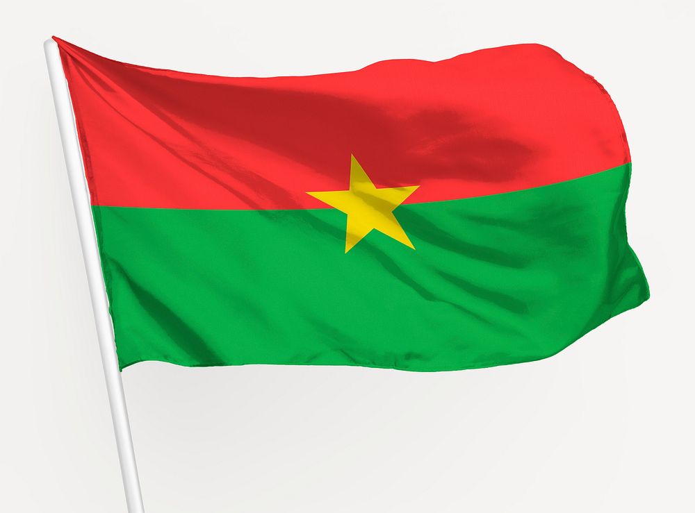 Waving Burkina flag, national symbol graphic