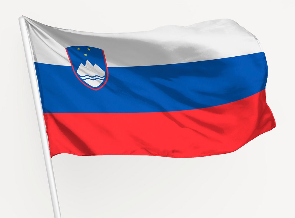 Waving Slovenia flag, national symbol graphic
