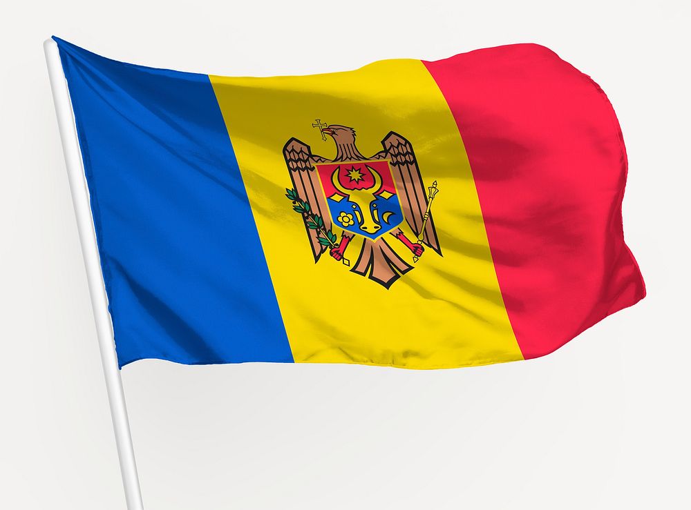 Waving Moldova flag, national symbol graphic