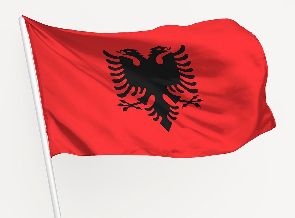 Waving Albania flag, national symbol graphic